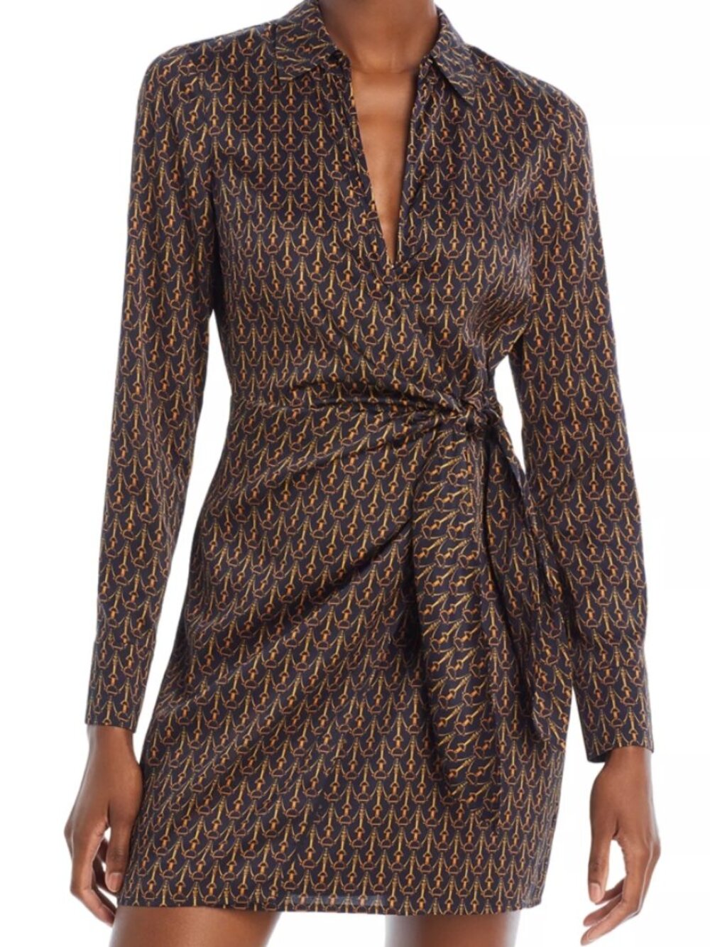 Veronica Beard Lavella Wrap Dress NWT multi black gold chain print 12